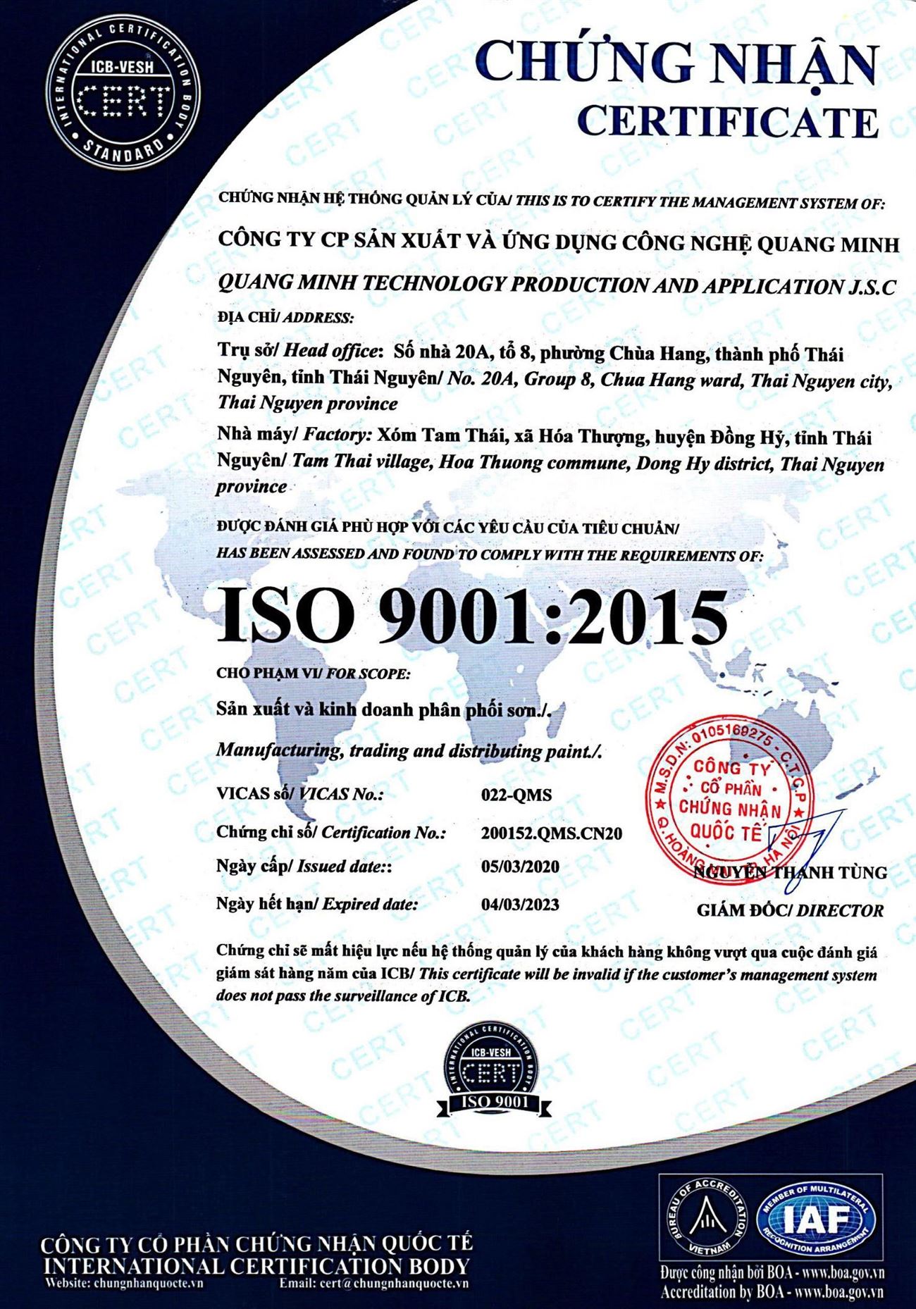 Chứng nhận ISO 9001:2015